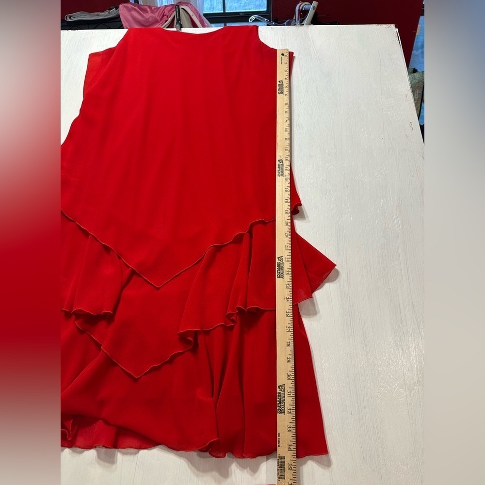 Vtg 80s Cattiva Saks Fifth Avenue Red Tiered Ruffle Dress Jacket Set Sz 12 USA - Picture 12 of 12